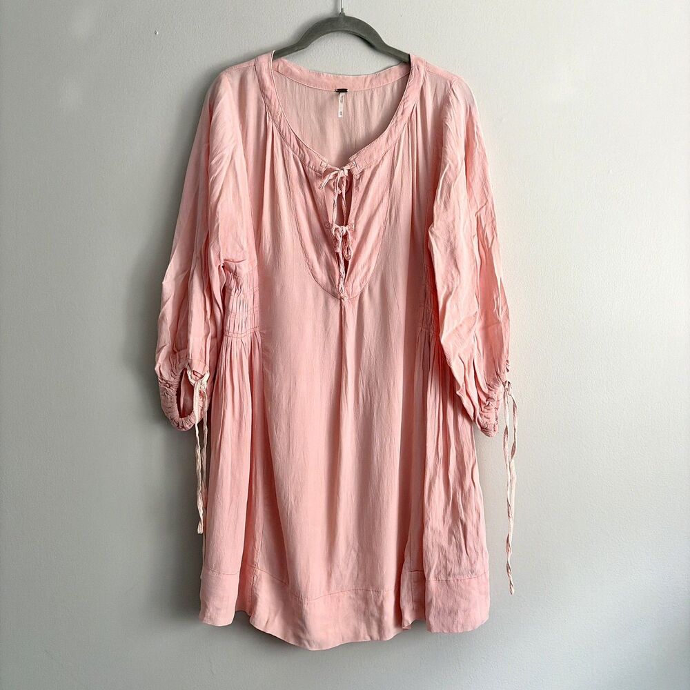 Free People Womens Pink Long Sleeve Dress Size XS Boho Peasant Indie Festival